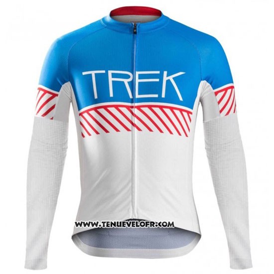 2016 Maillot Ciclismo Trek Bontrager Bleu et Blanc Manches Longues et Cuissard